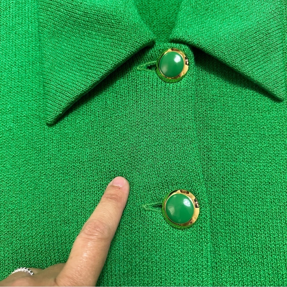 Vintage St. John by Marie Grey Green Collar Button Blouse Women’s Size 6 - Picture 6 of 13